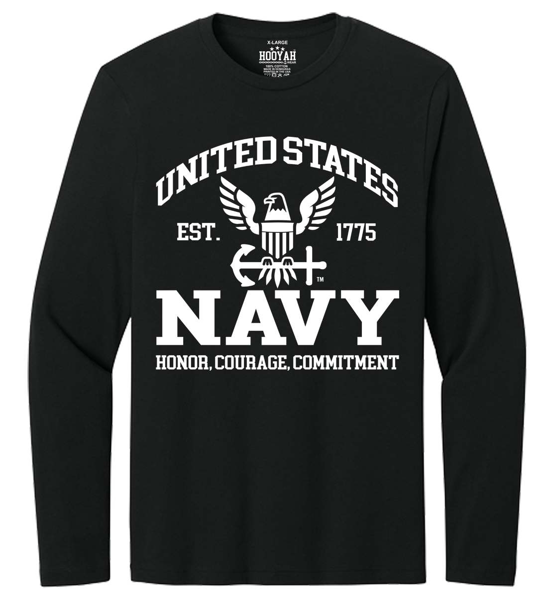 U.S. Navy Honor, Commitment, Courage Long Sleeve T-Shirt Design 303 - Image 2