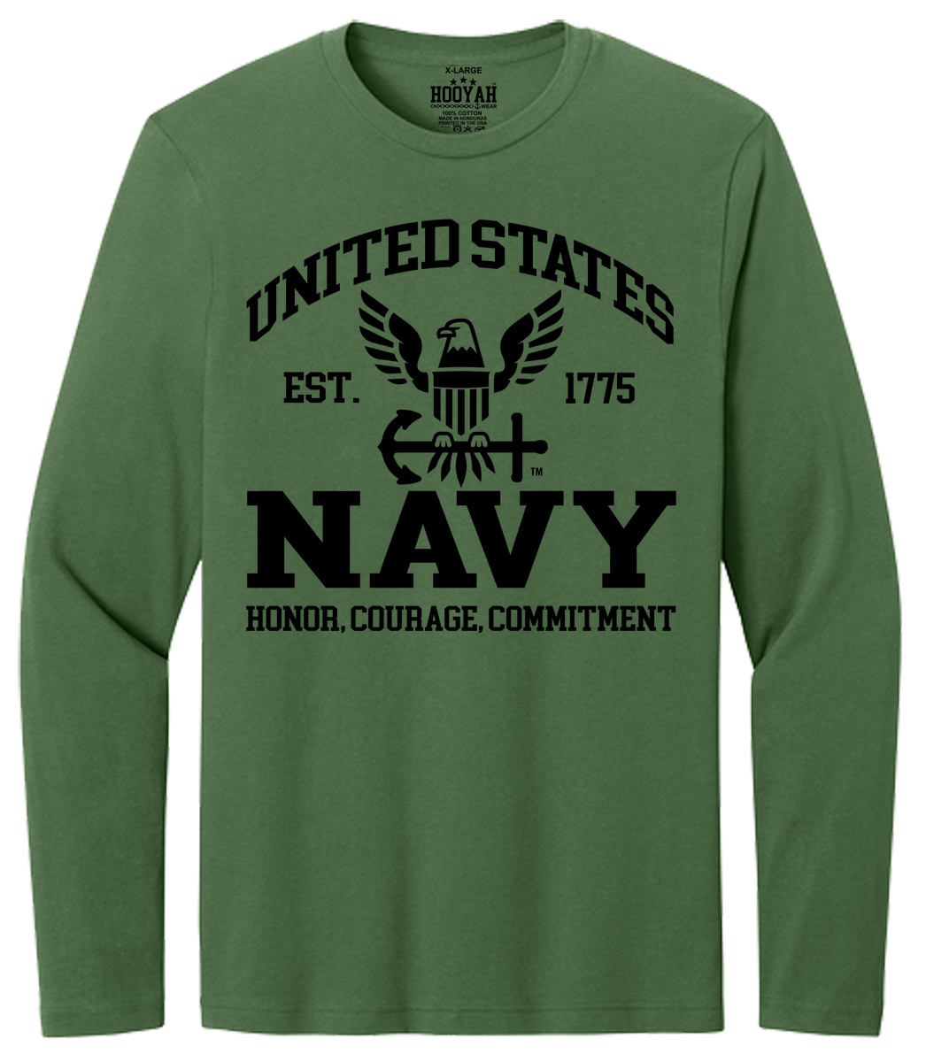 U.S. Navy Honor, Commitment, Courage Long Sleeve T-Shirt Design 303 - Image 4