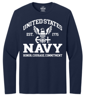 U.S. Navy Honor, Commitment, Courage Long Sleeve T-Shirt Design 303