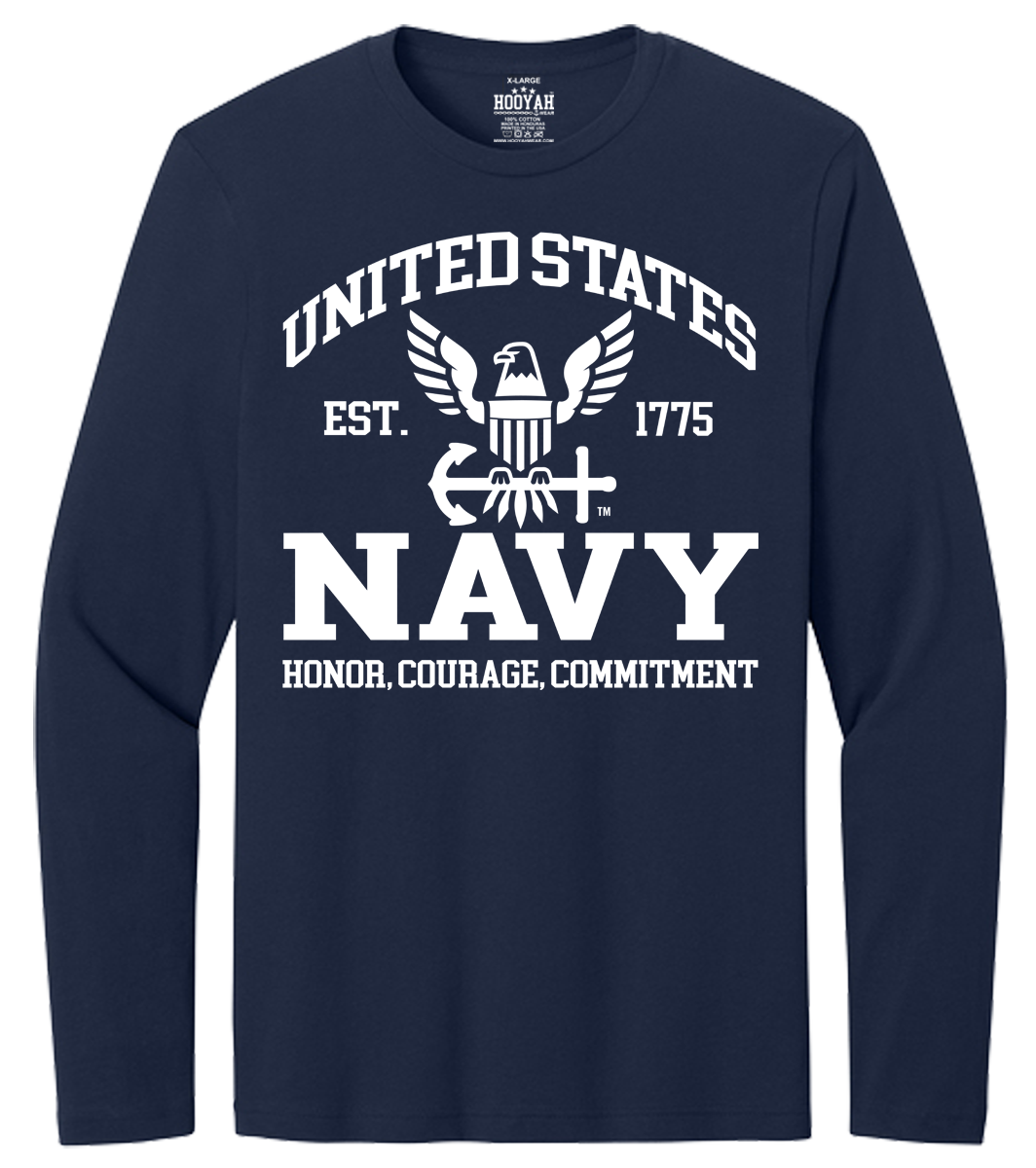 U.S. Navy Honor, Commitment, Courage Long Sleeve T-Shirt Design 303