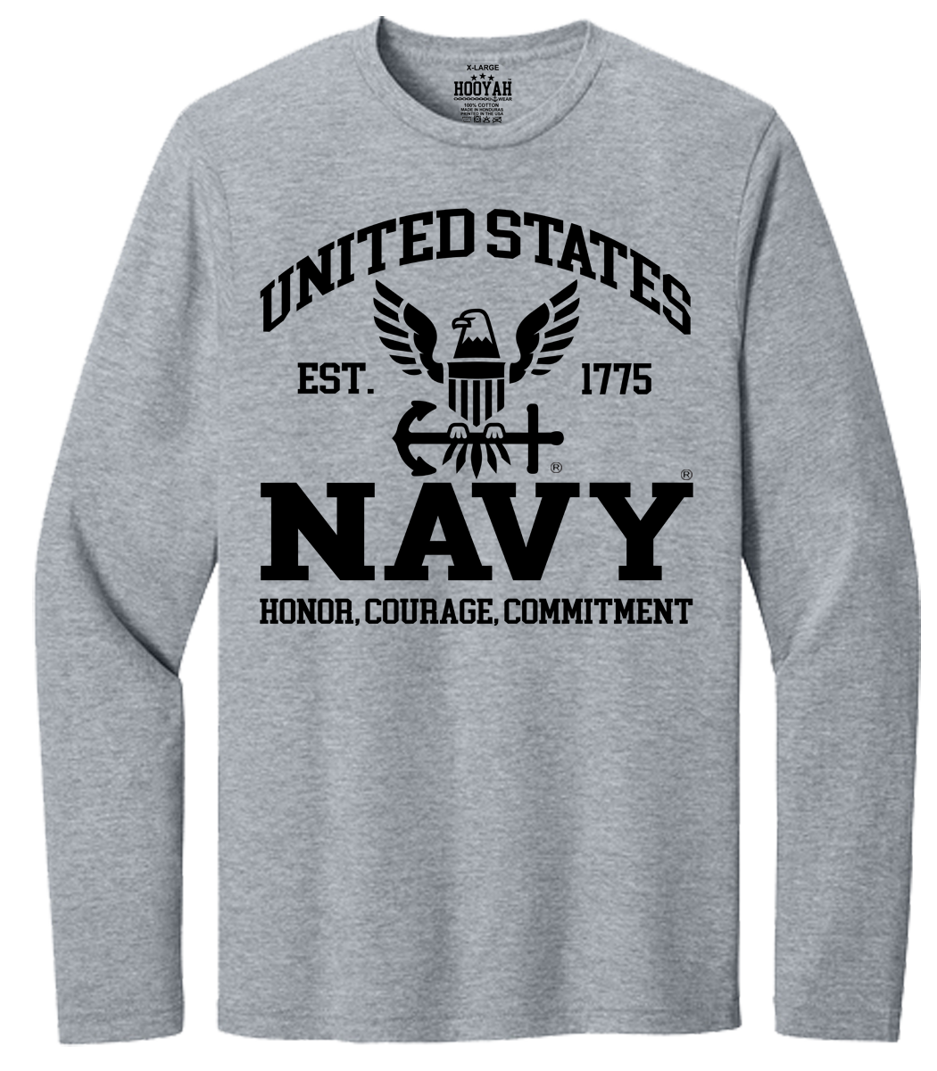 U.S. Navy Honor, Commitment, Courage Long Sleeve T-Shirt Design 303 - Image 3